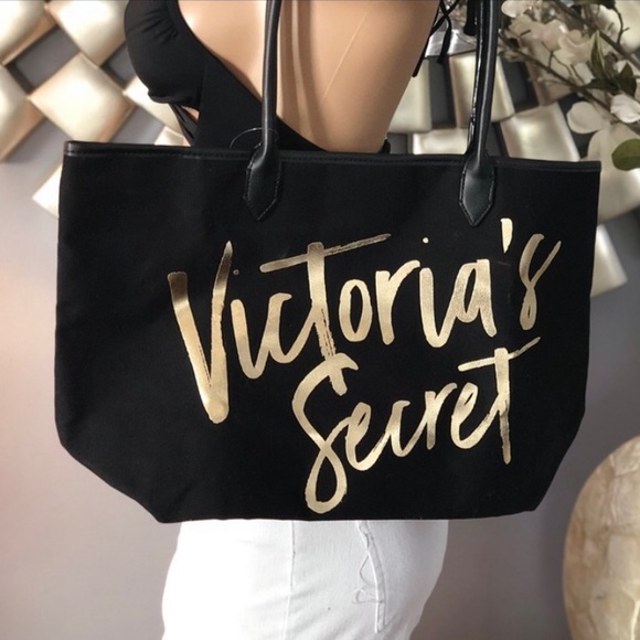 NWT Black Gold Signature Victoria Secret Tote Bag - Picture 2 of 6